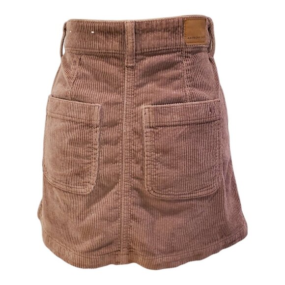 AMERICAN EAGLE SZ 0 Super Hi-rise A-Line Super Stretch Corduroy Zip Up Skirt - Picture 7 of 13